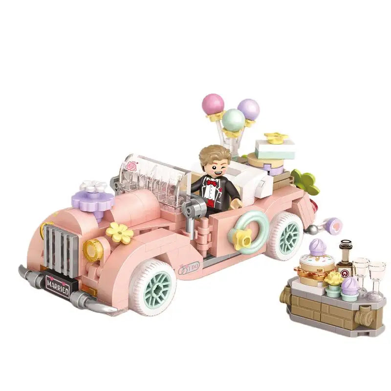 Mini Building Block City Series Street Scene Cartoon Food Cart Fruit Ice Cream Shop Car Assembly DIY Toys Boys And Girls Gifts