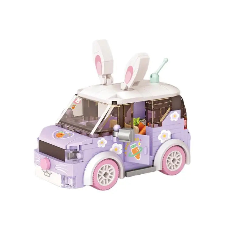 Mini Building Block City Series Street Scene Cartoon Food Cart Fruit Ice Cream Shop Car Assembly DIY Toys Boys And Girls Gifts